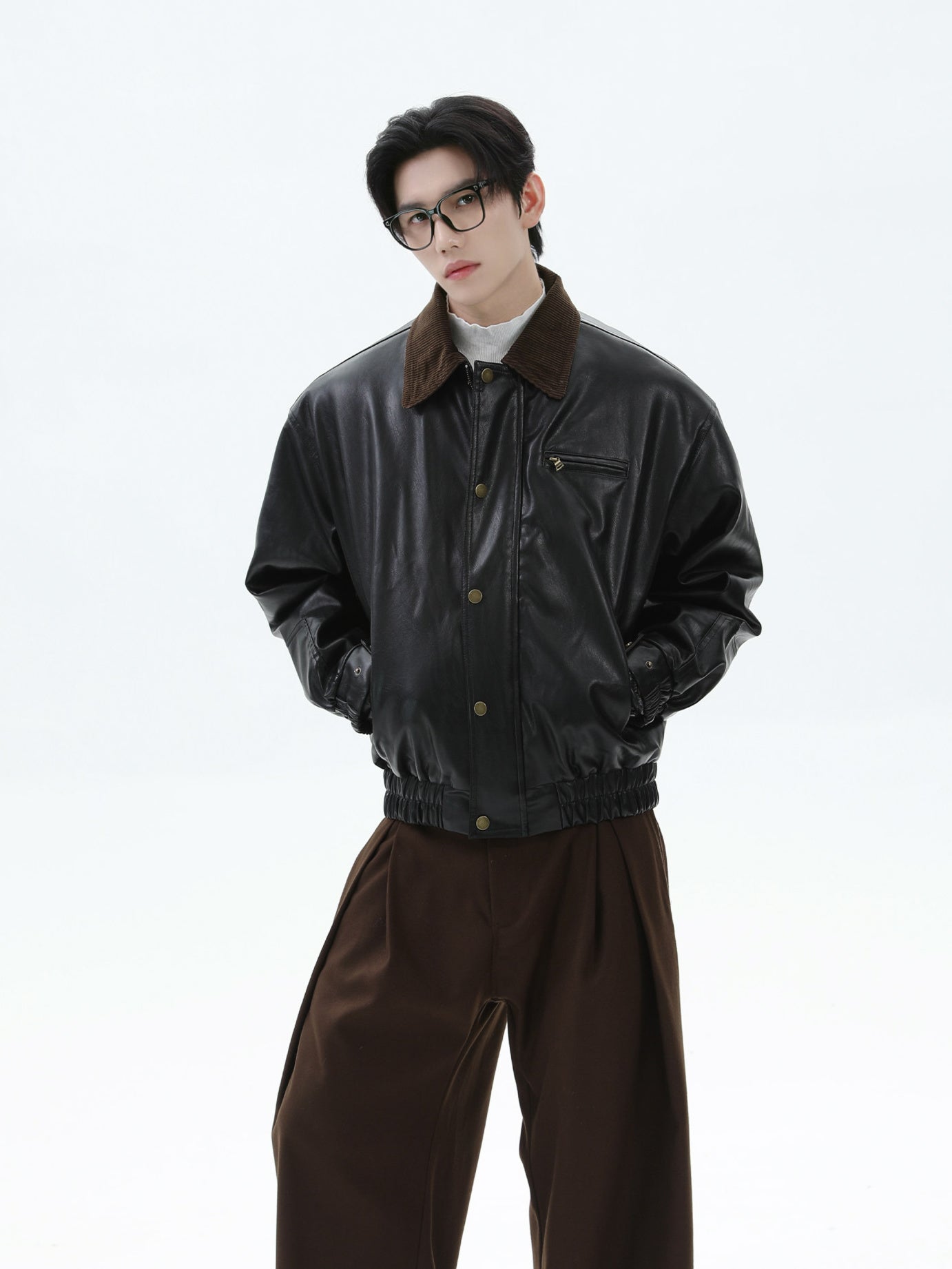 BNB Perfect Classic Leather Pilot Jacket