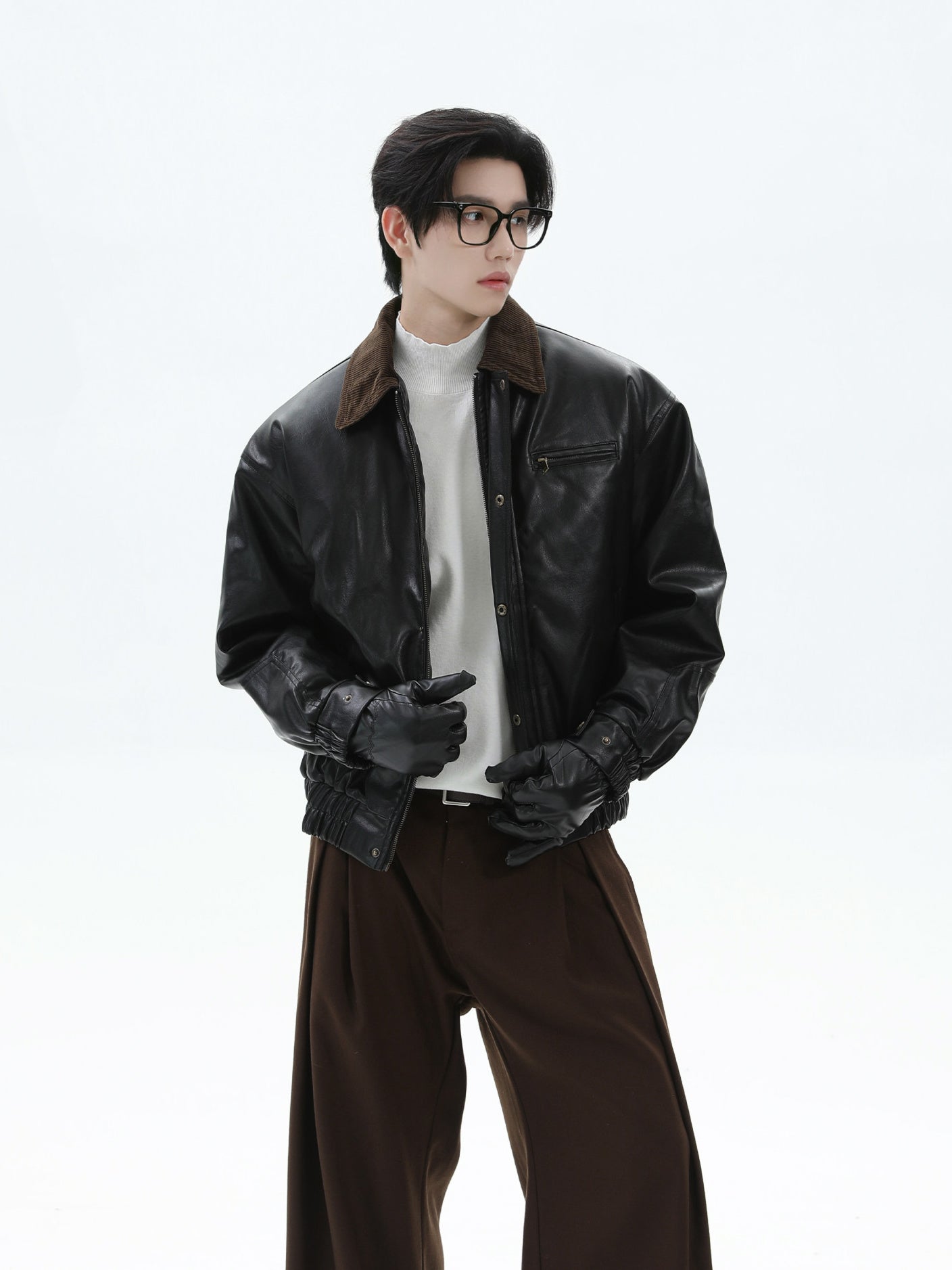 BNB Perfect Classic Leather Pilot Jacket