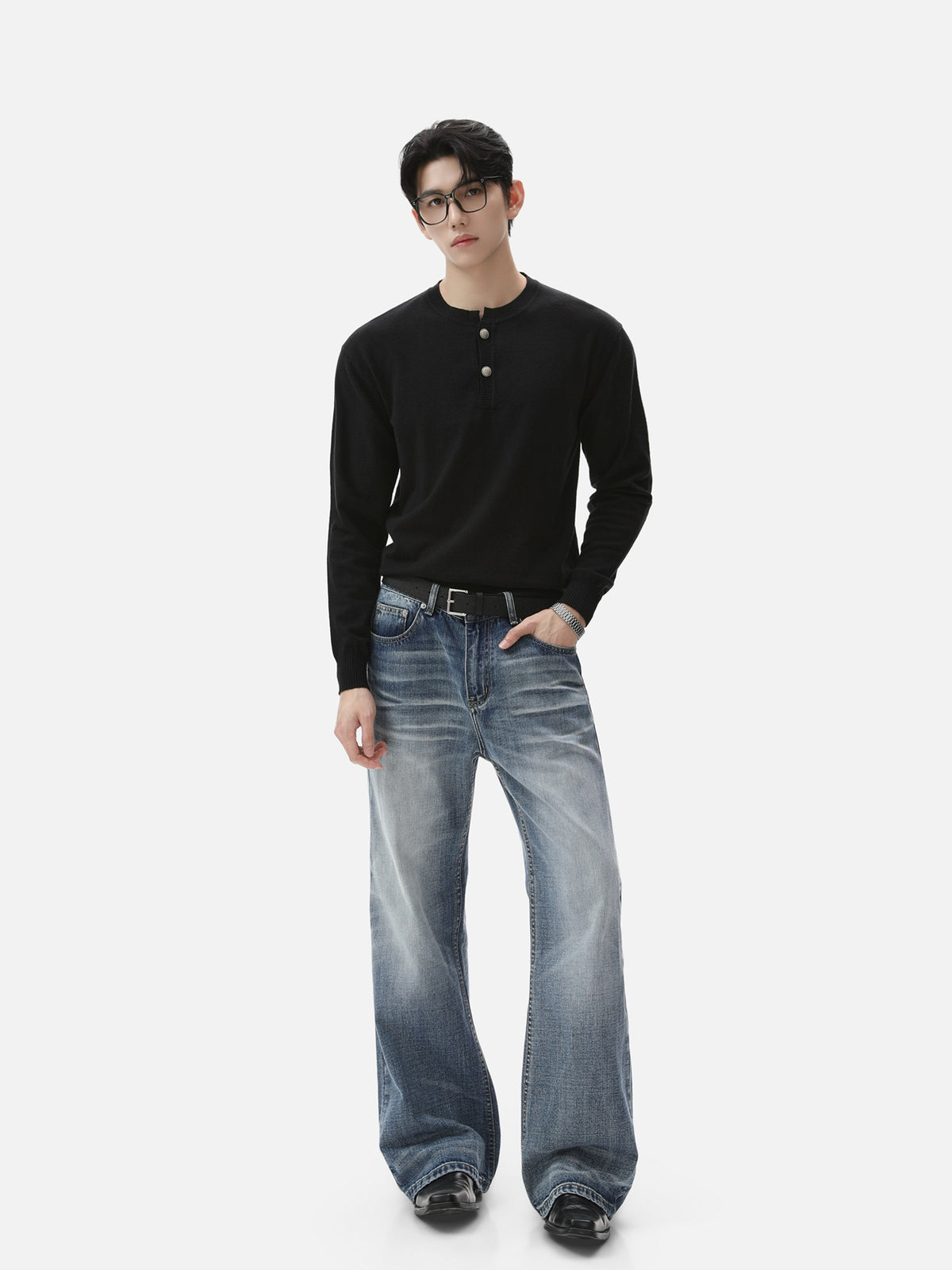 BNB Frame-Drape Knit Henley (3colors)