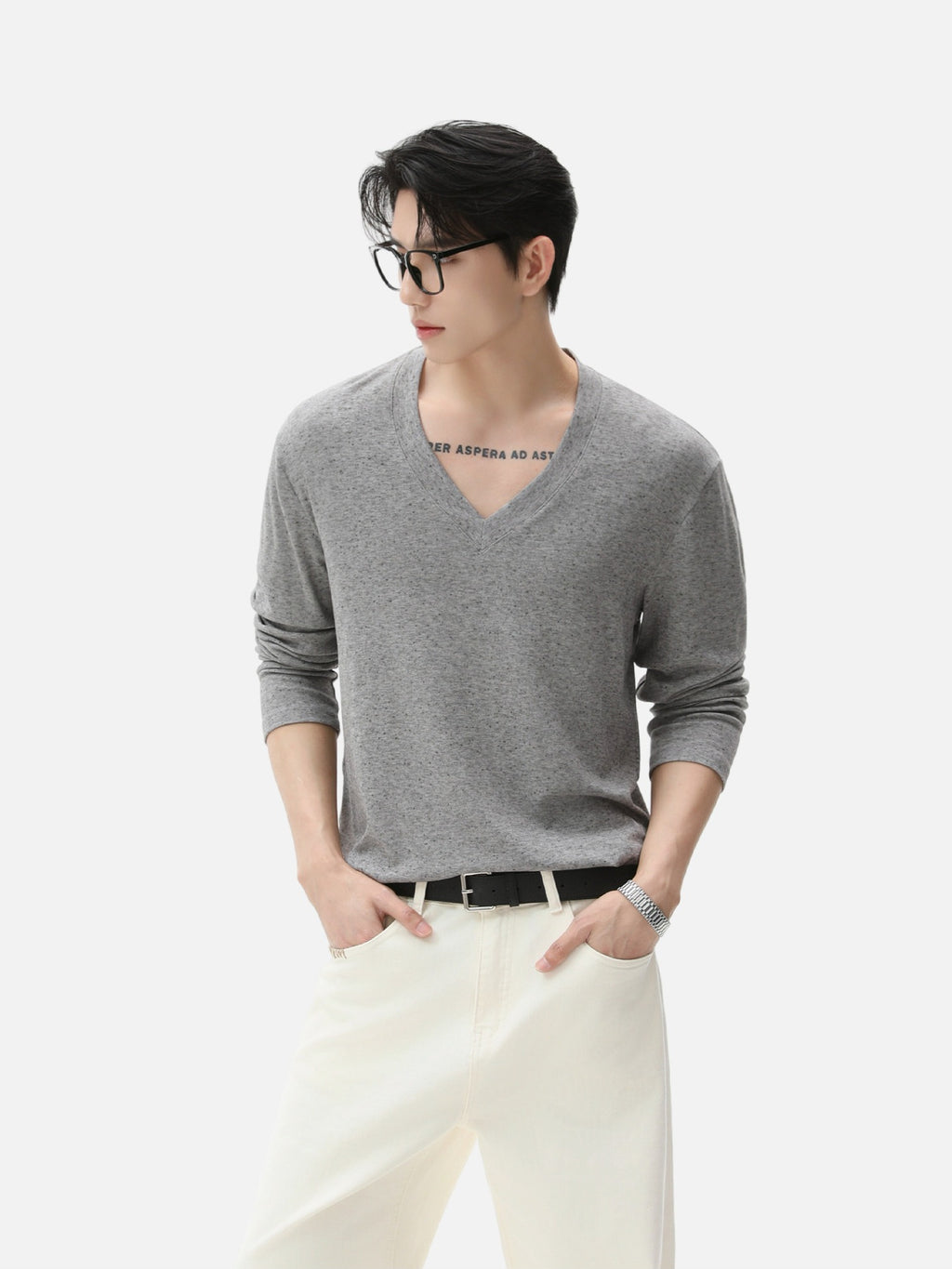 BNB Sculpt Heather V-Neck Tee (3colors)