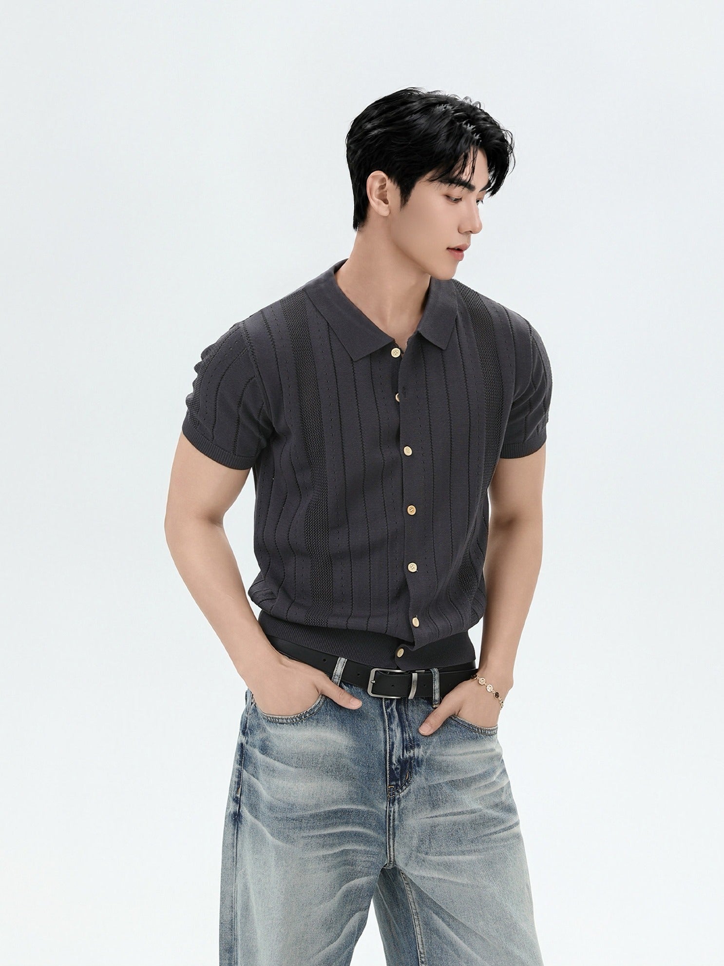 BNB Vertical Ribbed Knit Polo (3color)