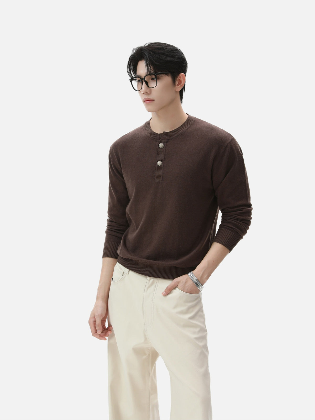 BNB Frame-Drape Knit Henley (3colors)
