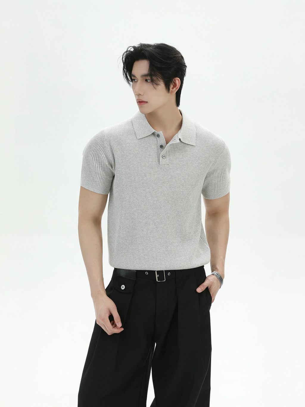 BNB Perfect Rib Half Polo Knit (2color)