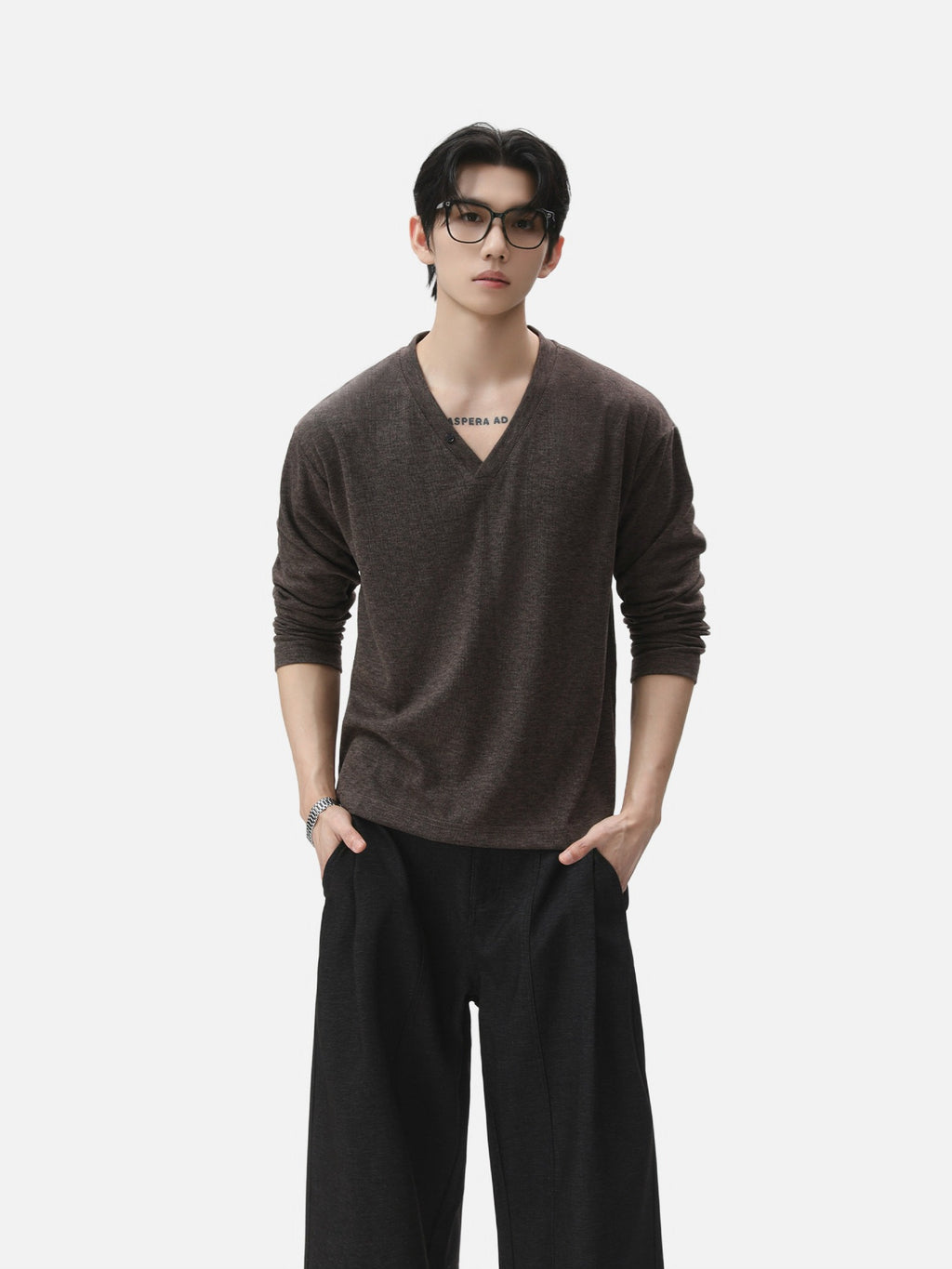 BNB Drape Relax V-Neck Long Sleeve (2colors)