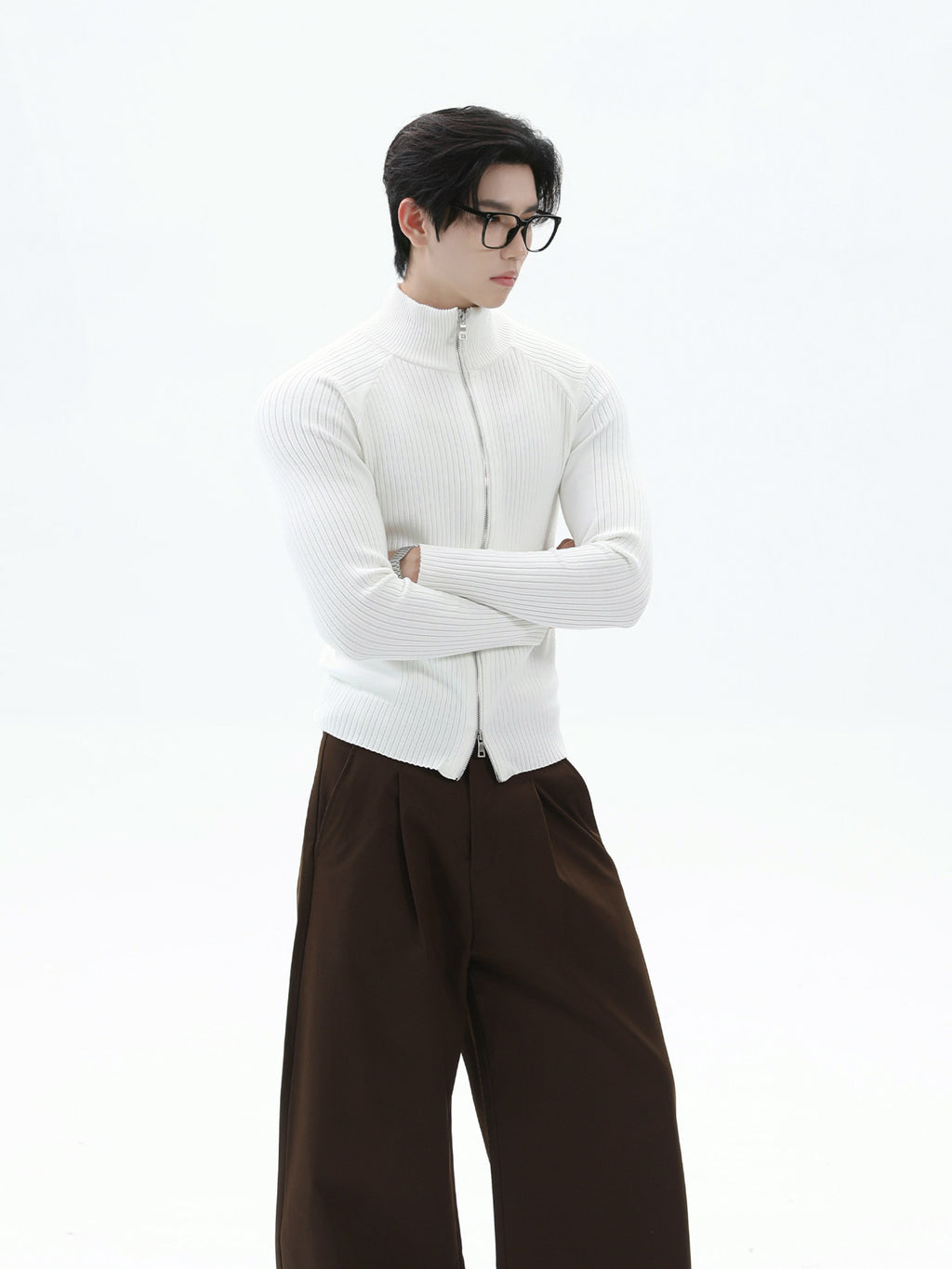 BNB Perfect Rib Zip Stund Collar Knit (3color)