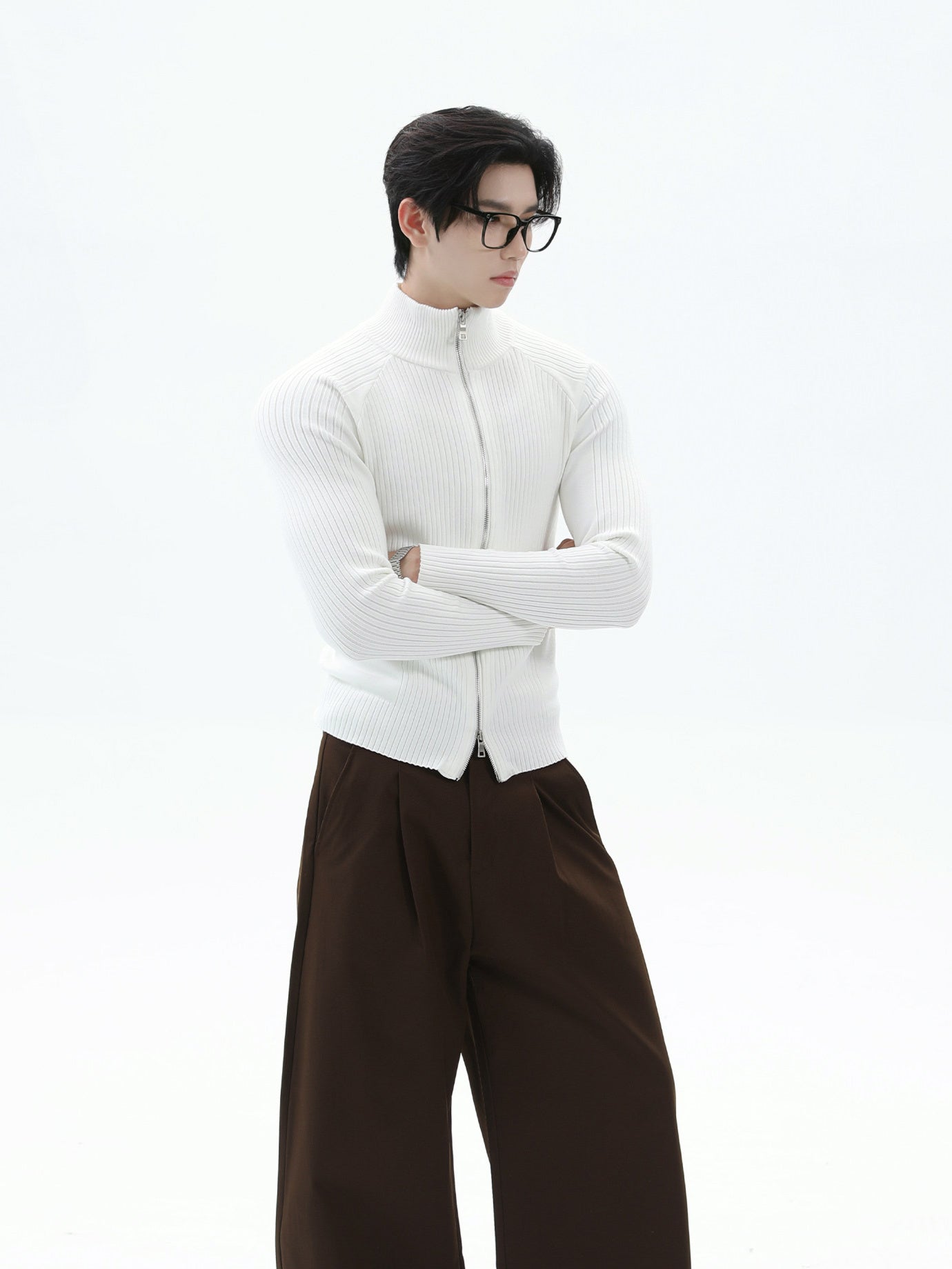 BNB Perfect Rib Zip Stund Collar Knit (3color)