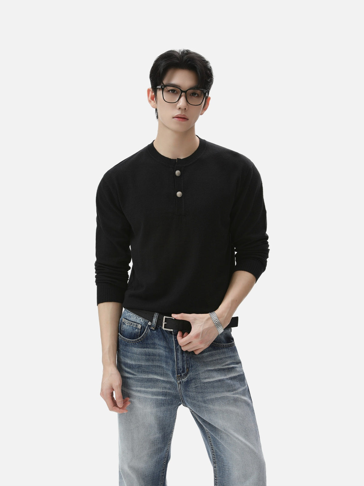 BNB Frame-Drape Knit Henley (3colors)