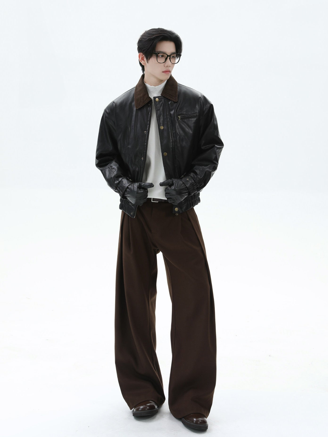 BNB Perfect Classic Leather Pilot Jacket