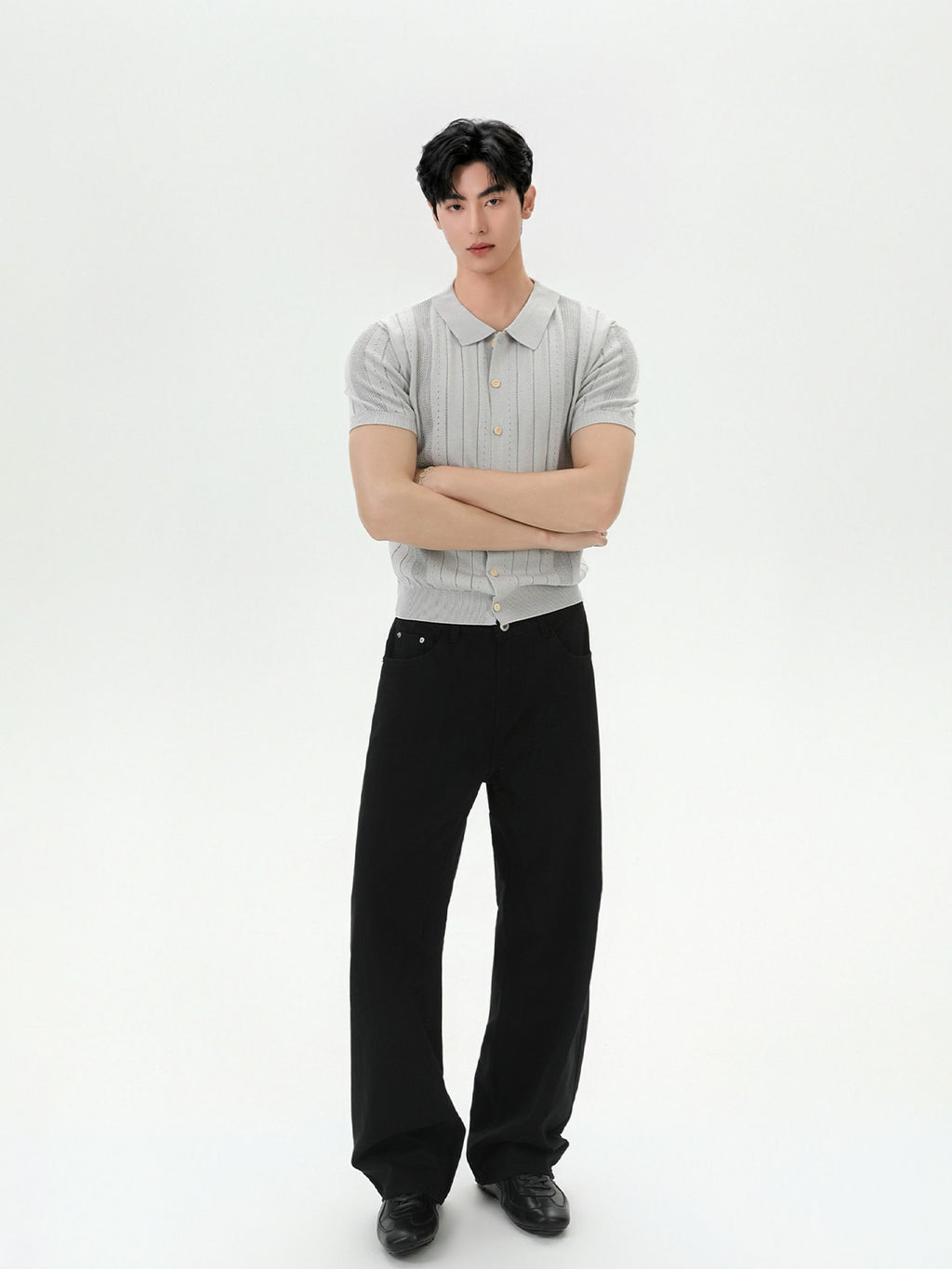 BNB Vertical Ribbed Knit Polo (3color)
