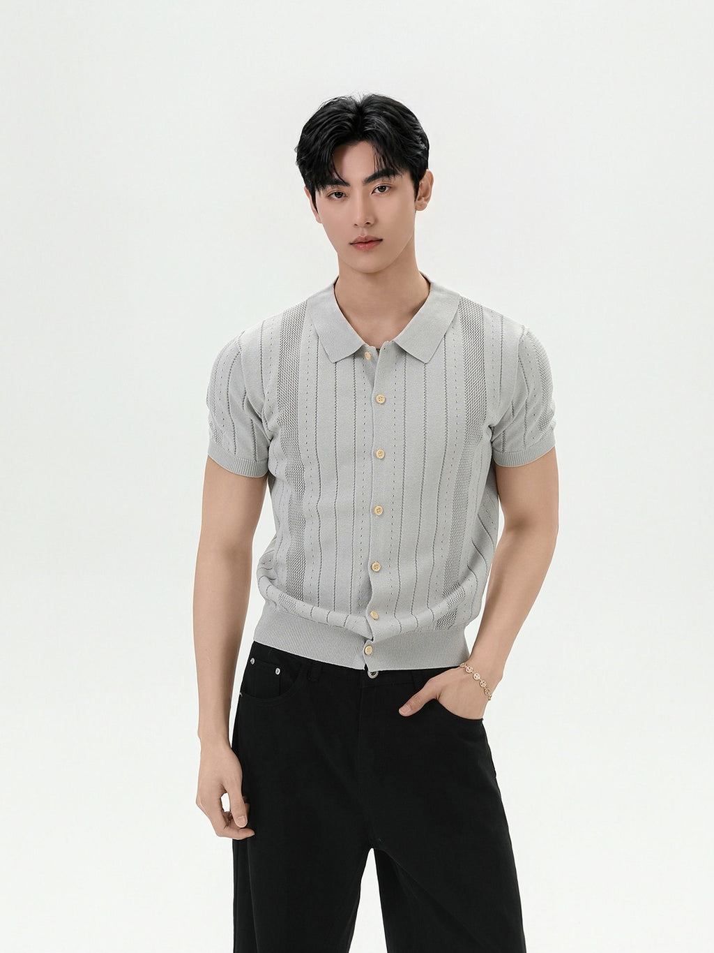 BNB Vertical Ribbed Knit Polo (3color)