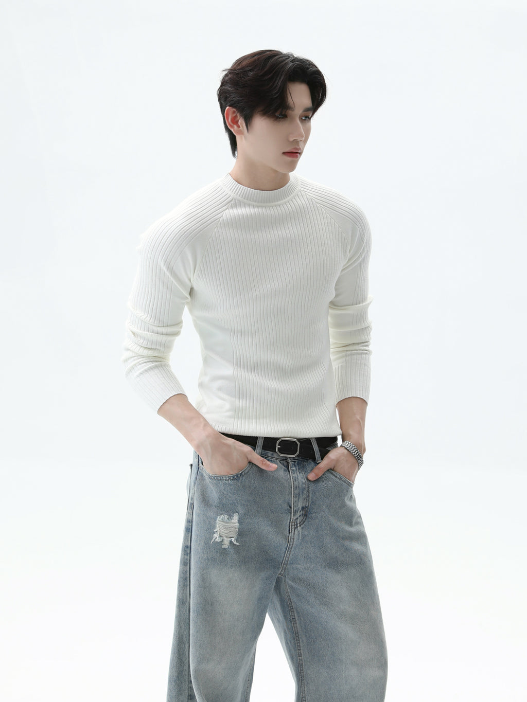 BNB Perfect Essential Rib Mock Knit (4color)