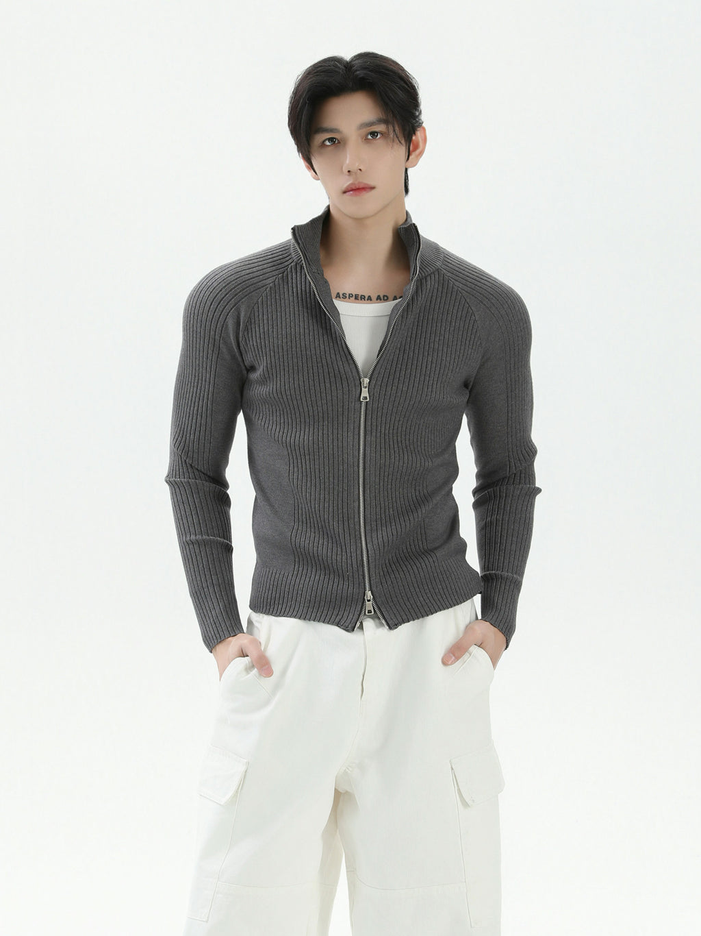 BNB Perfect Rib Zip Stund Collar Knit (3color)