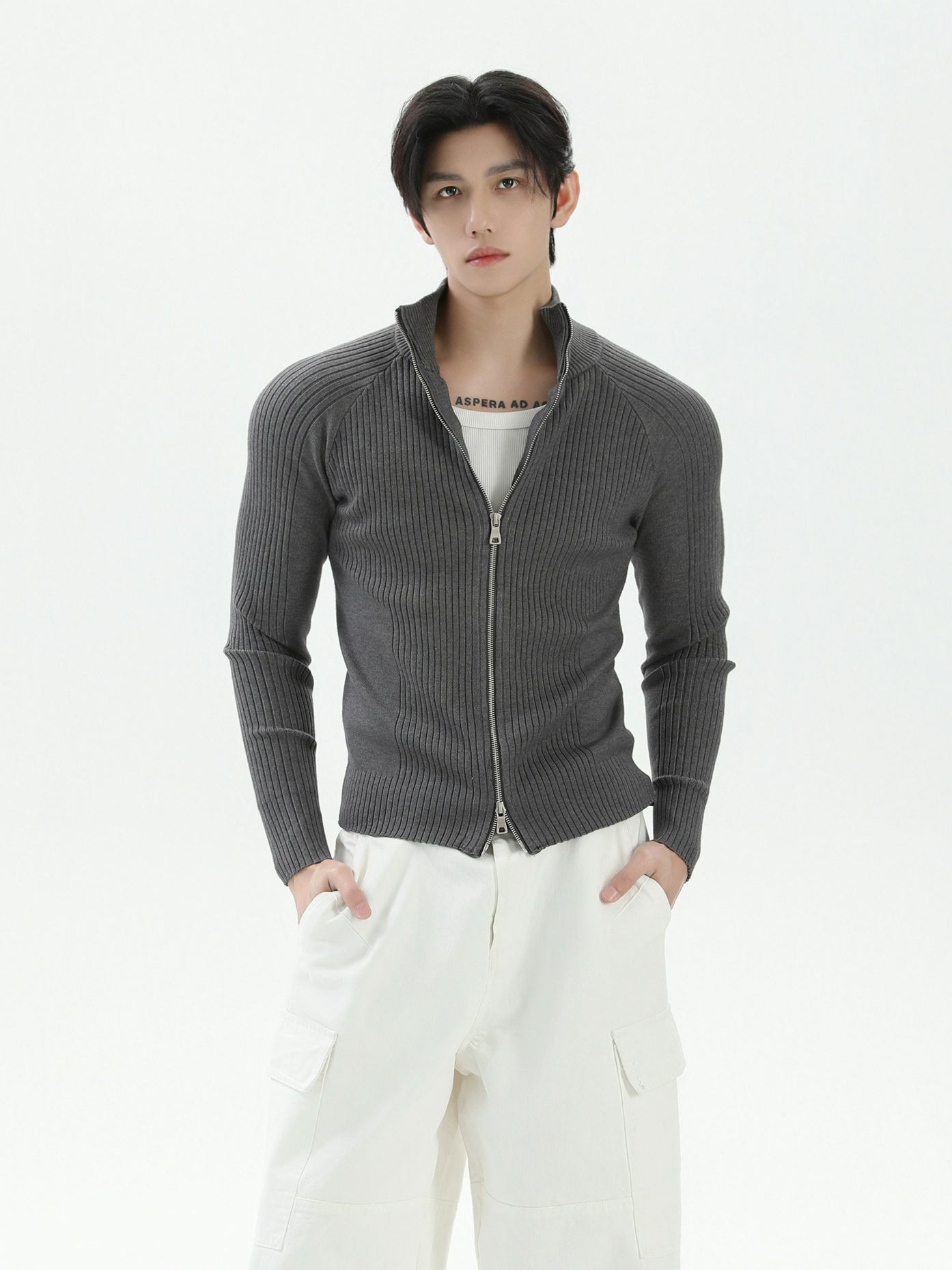 BNB Perfect Rib Zip Stund Collar Knit (3color)