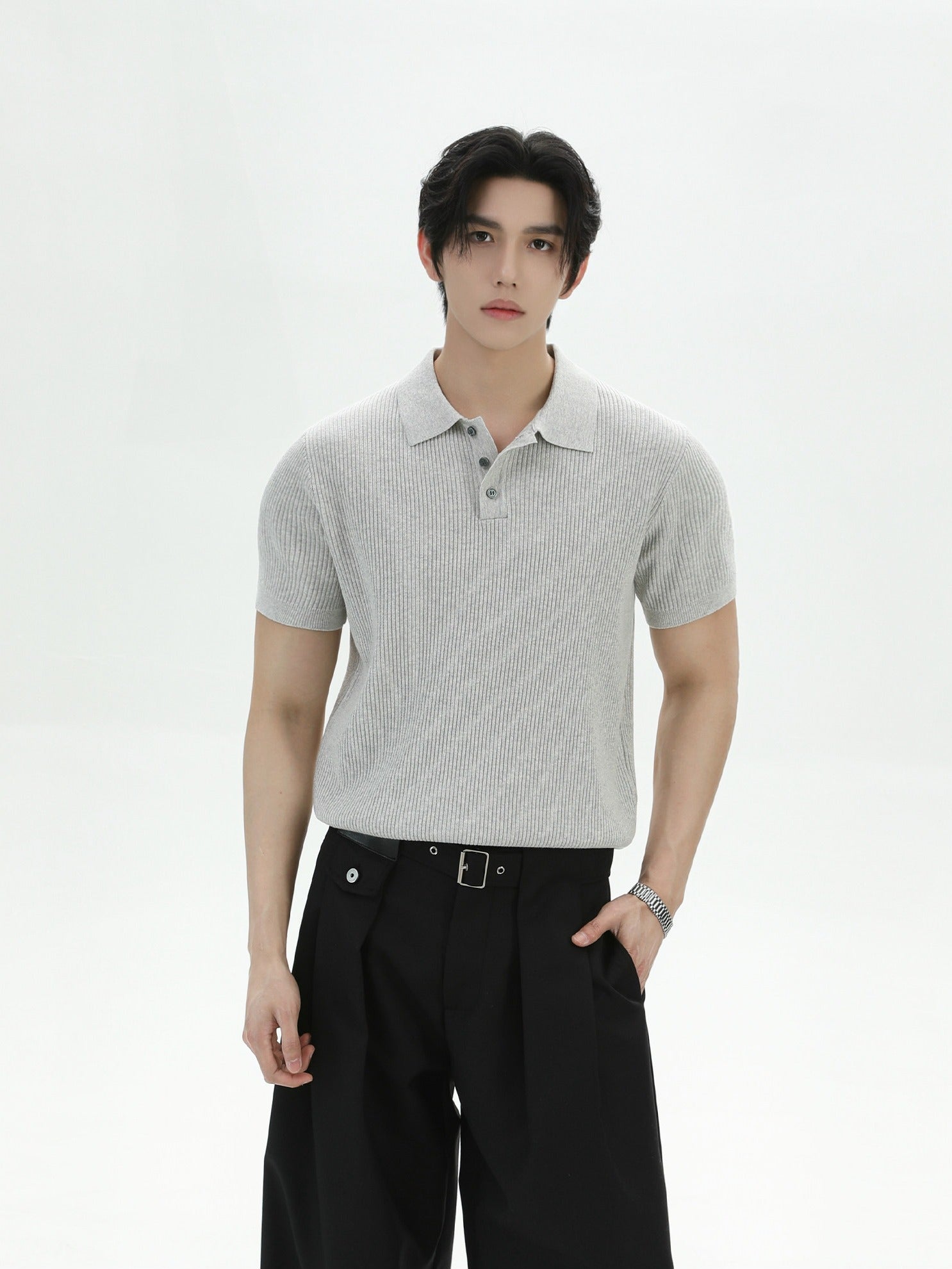 BNB Perfect Rib Half Polo Knit (2color)