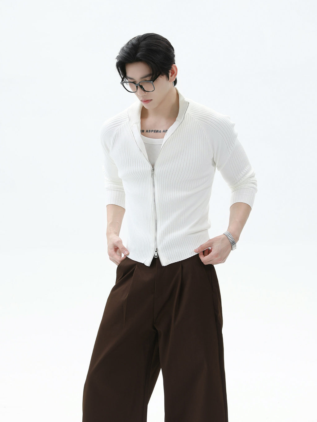 BNB Perfect Rib Zip Stund Collar Knit (3color)