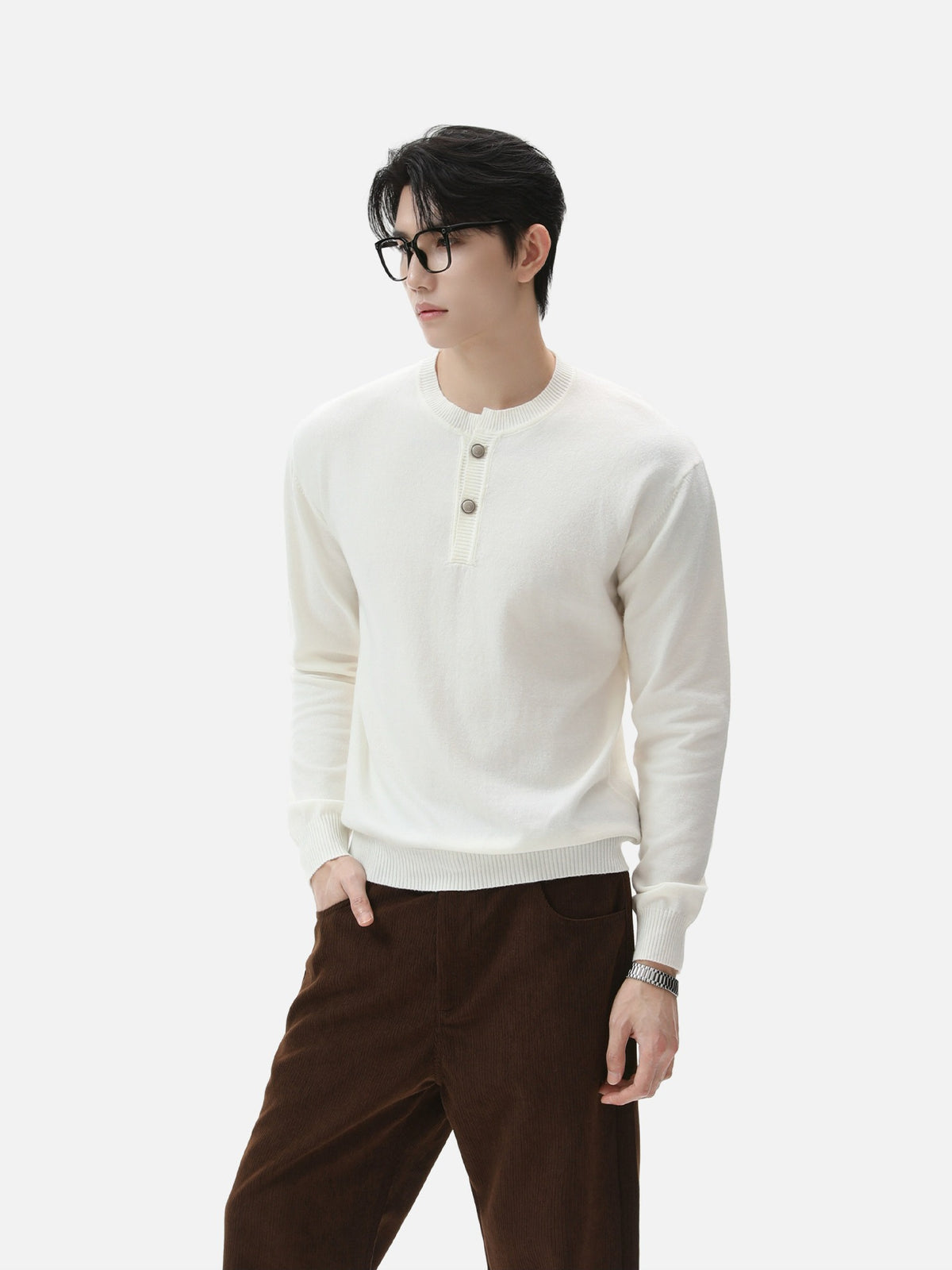 BNB Frame-Drape Knit Henley (3colors)