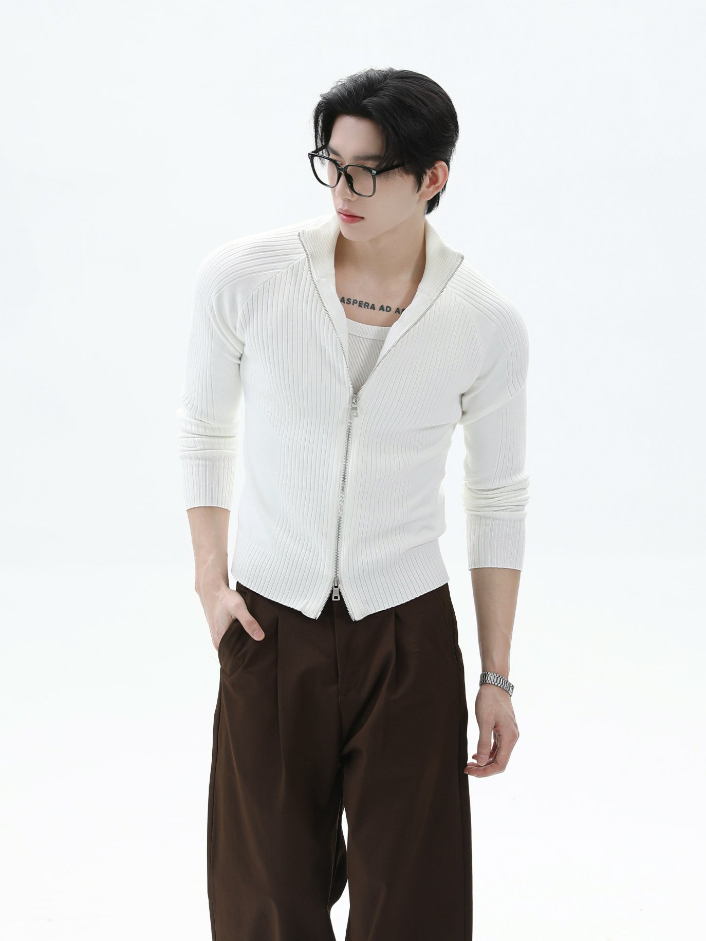 BNB Perfect Rib Zip Stund Collar Knit (3color)