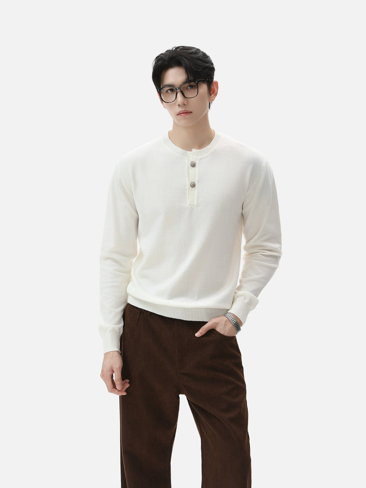 BNB Frame-Drape Knit Henley (3colors)