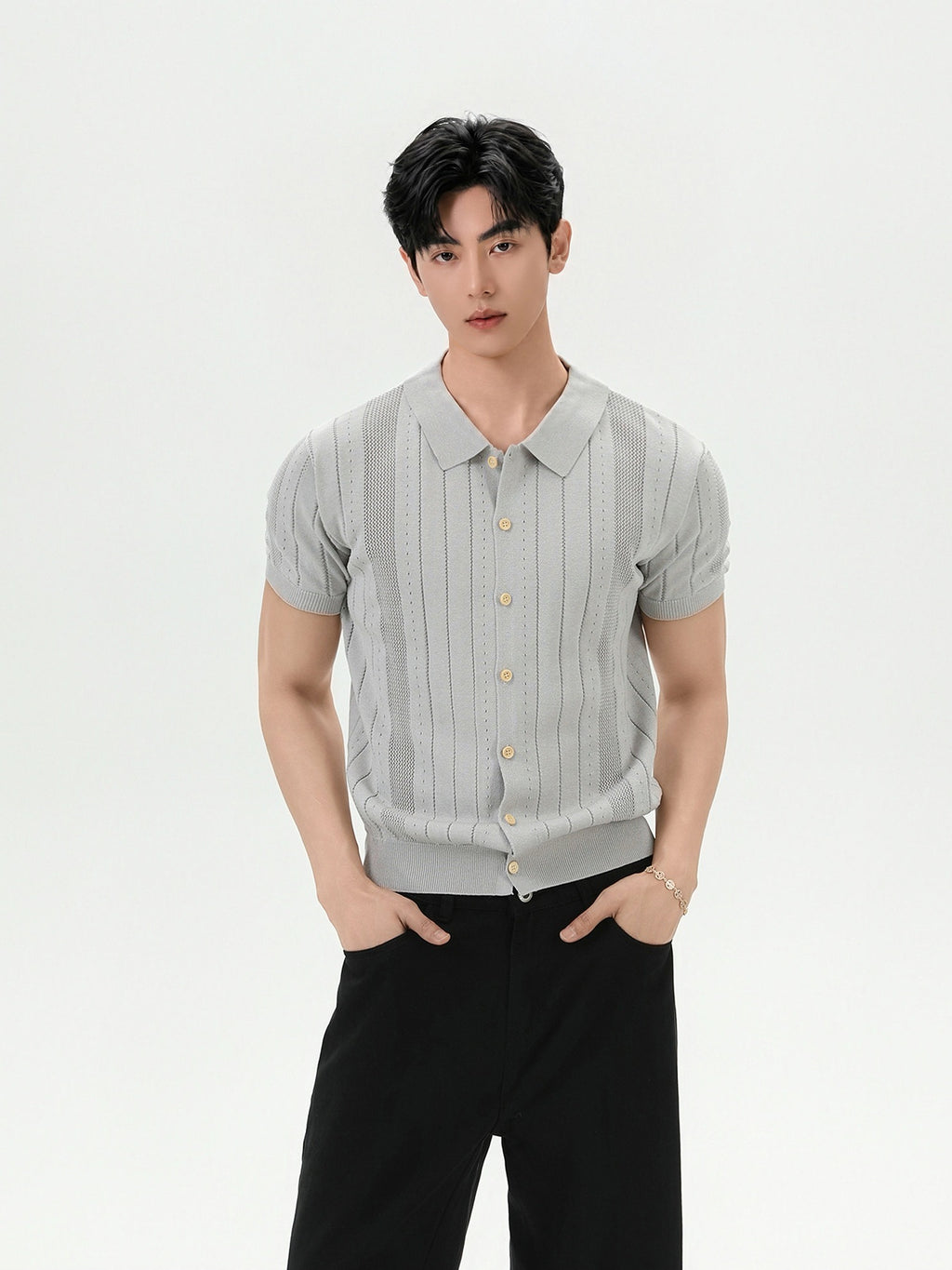 BNB Vertical Ribbed Knit Polo (3color)