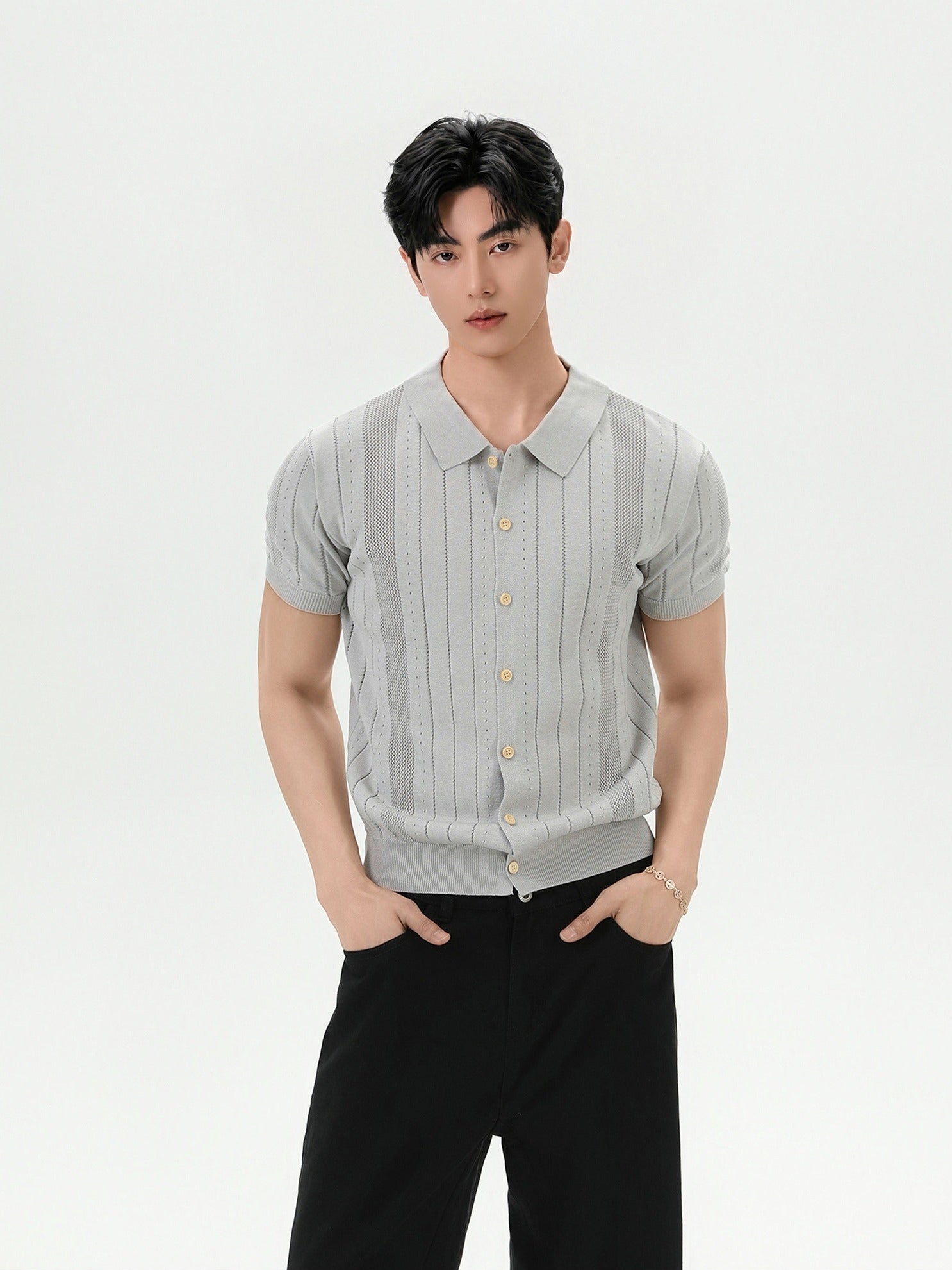 BNB Vertical Ribbed Knit Polo (3color)