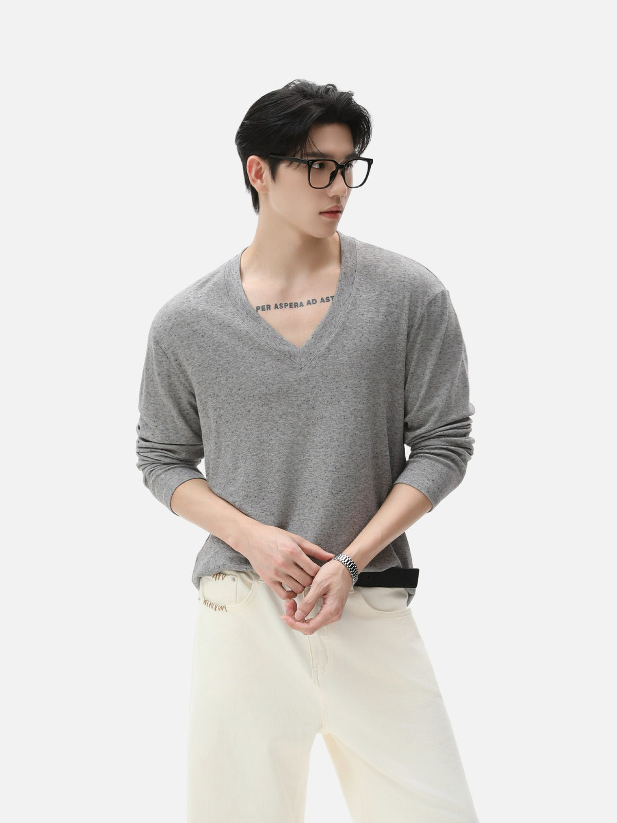 BNB Sculpt Heather V-Neck Tee (3colors)
