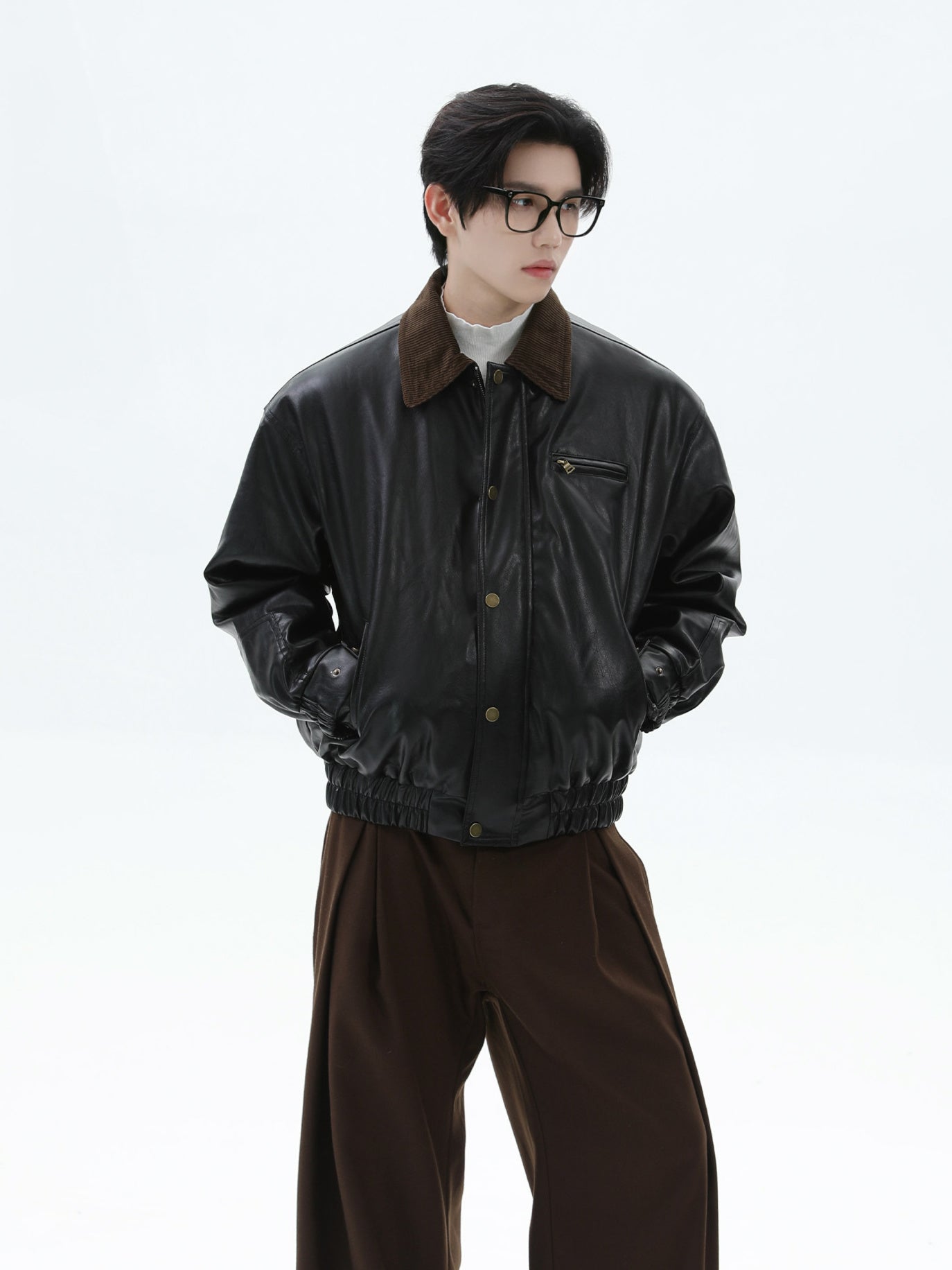 BNB Perfect Classic Leather Pilot Jacket
