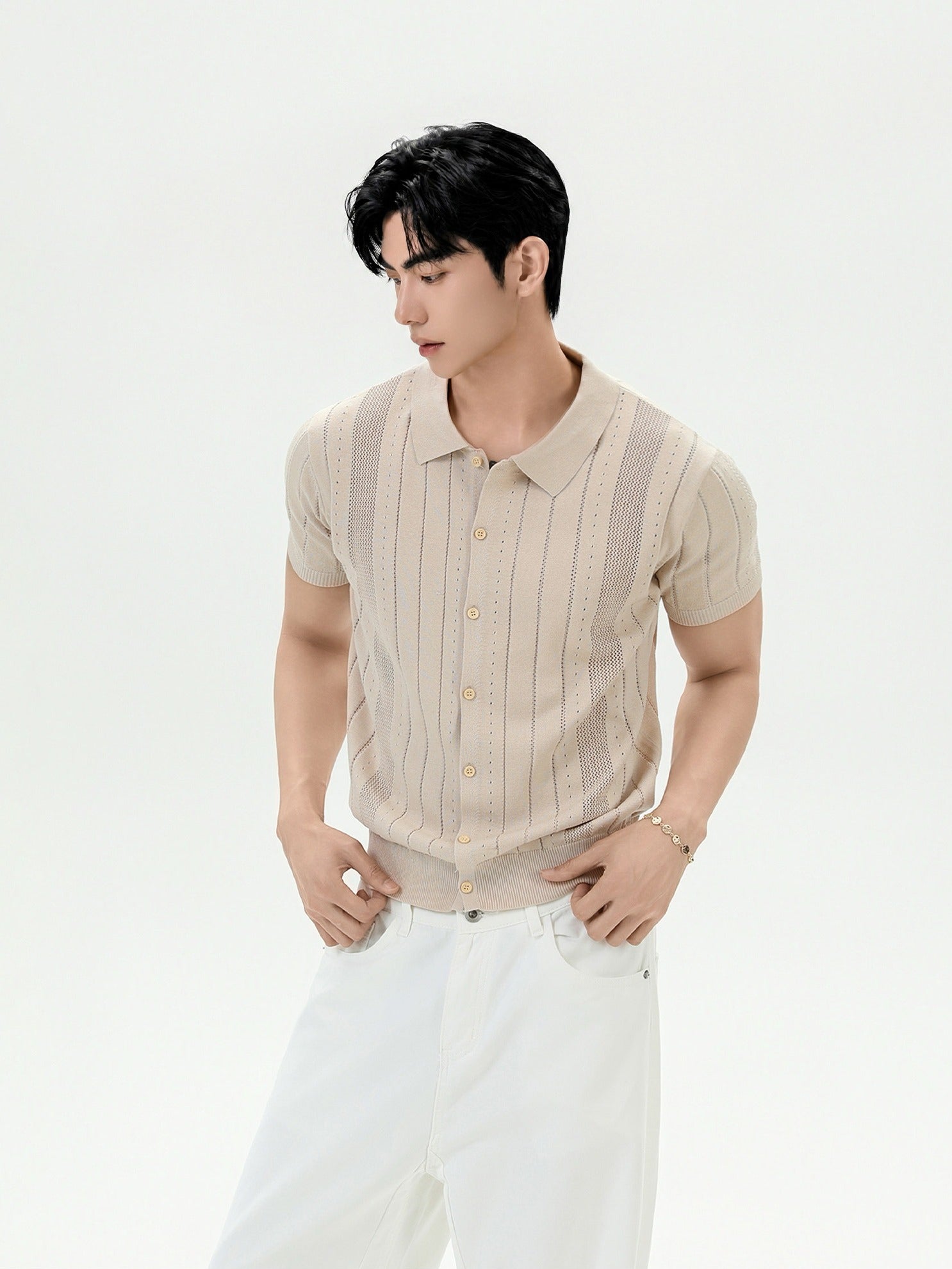 BNB Vertical Ribbed Knit Polo (3color)