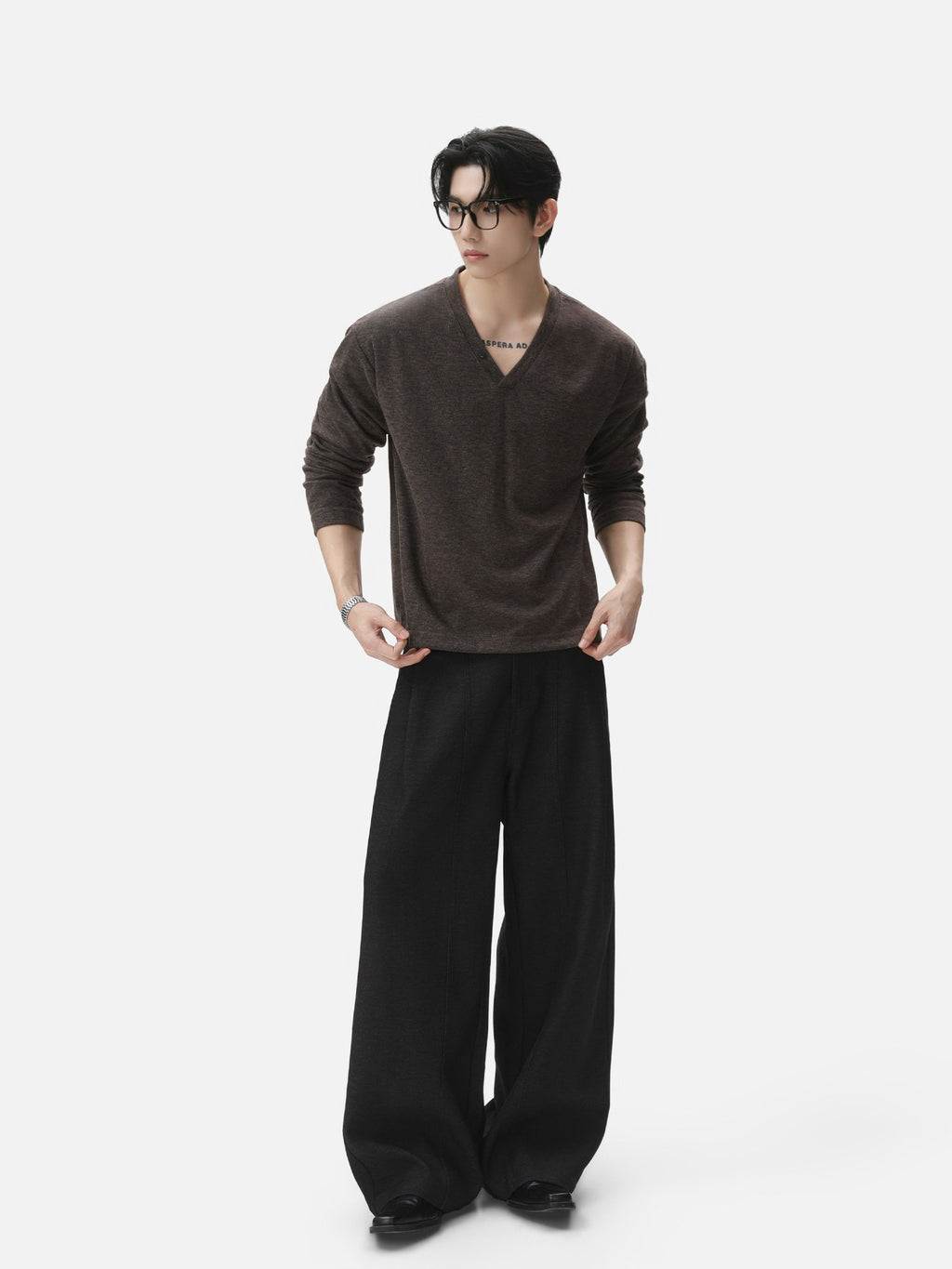 BNB Drape Relax V-Neck Long Sleeve (2colors)
