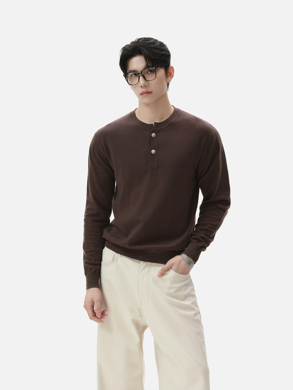 BNB Frame-Drape Knit Henley (3colors)