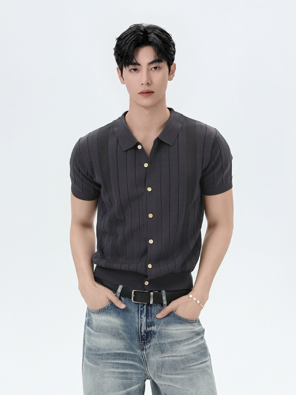 BNB Vertical Ribbed Knit Polo (3color)
