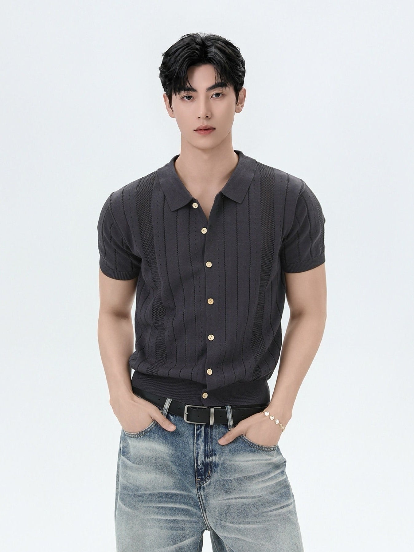 BNB Vertical Ribbed Knit Polo (3color)