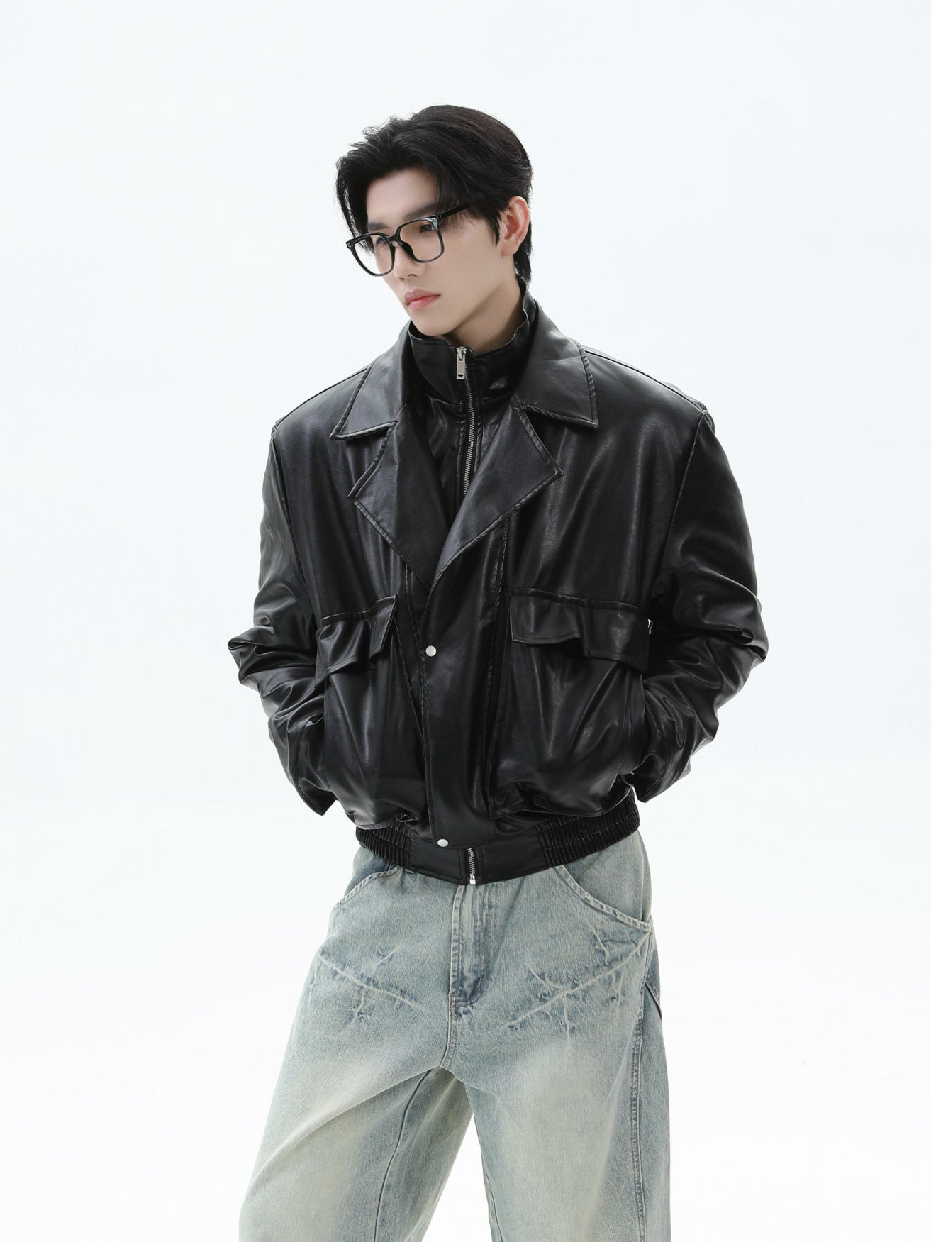 BNB Perfect Hard Form Leather Jacket (2color)