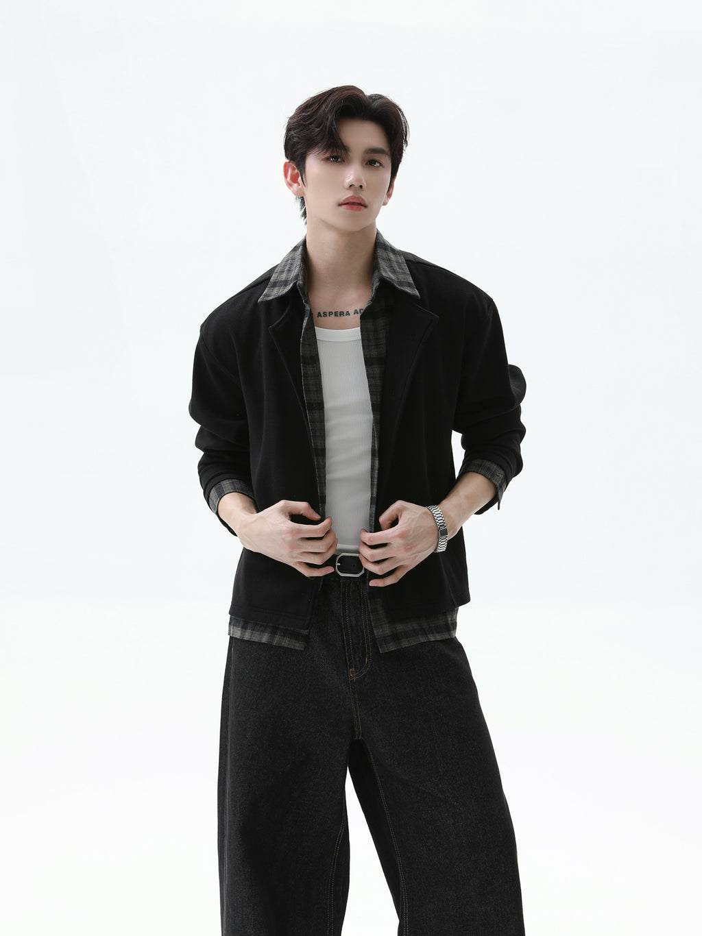 BNB Perfect Check Layered Shirt Jacket (2color)