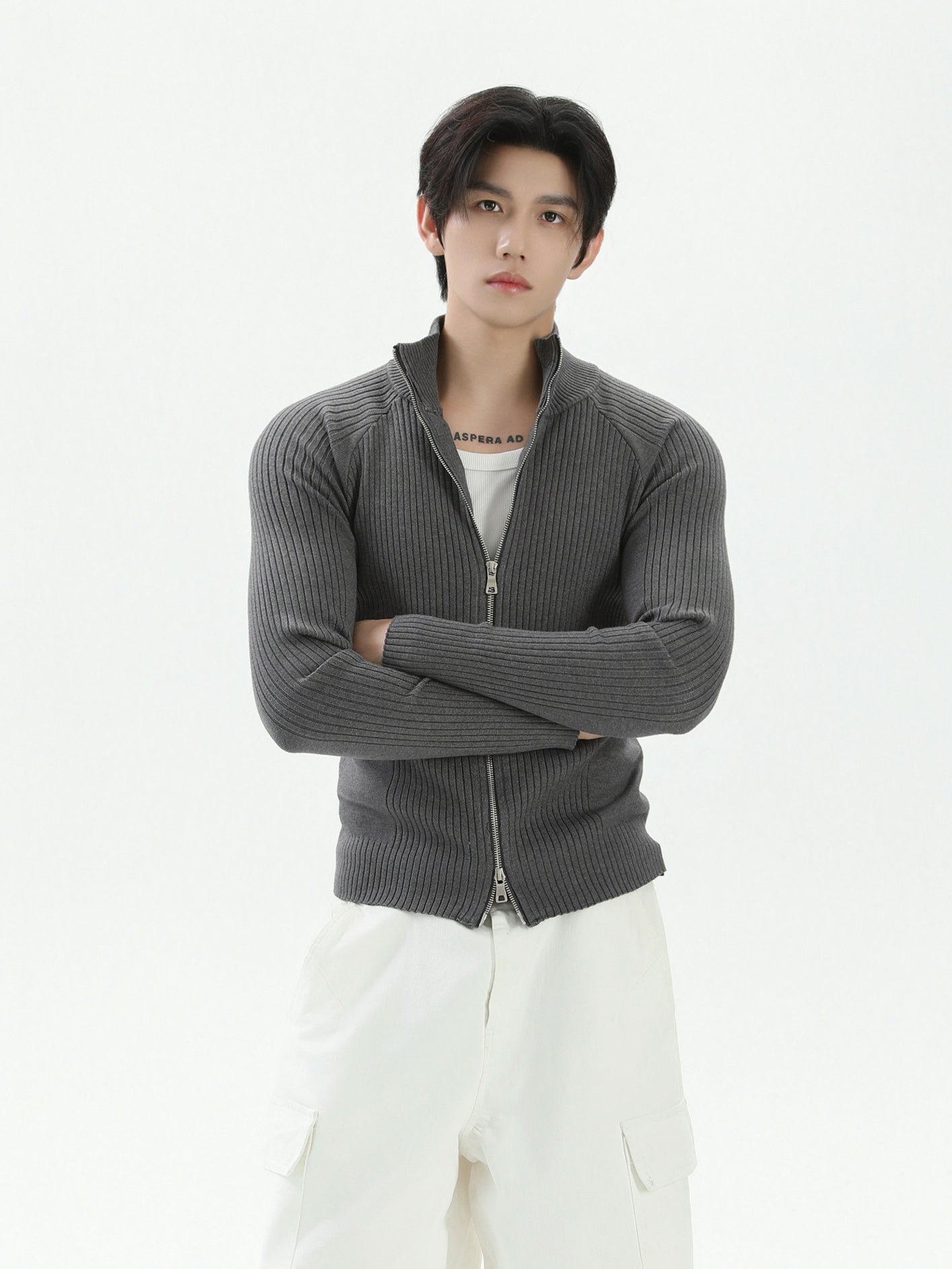 BNB Perfect Rib Zip Stund Collar Knit (3color)