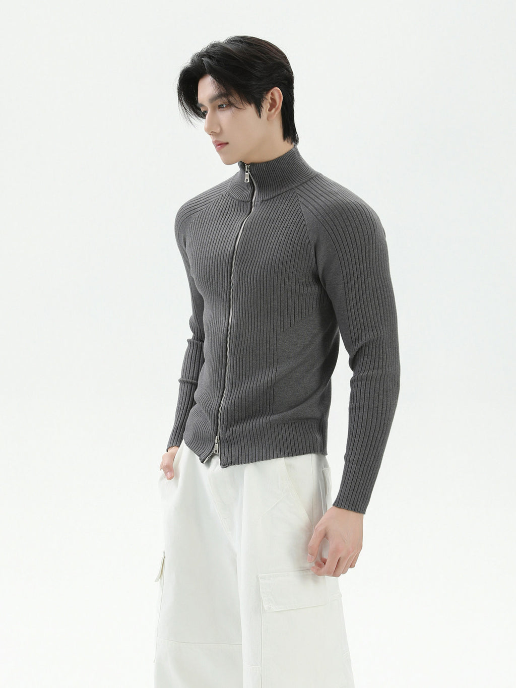 BNB Perfect Rib Zip Stund Collar Knit (3color)