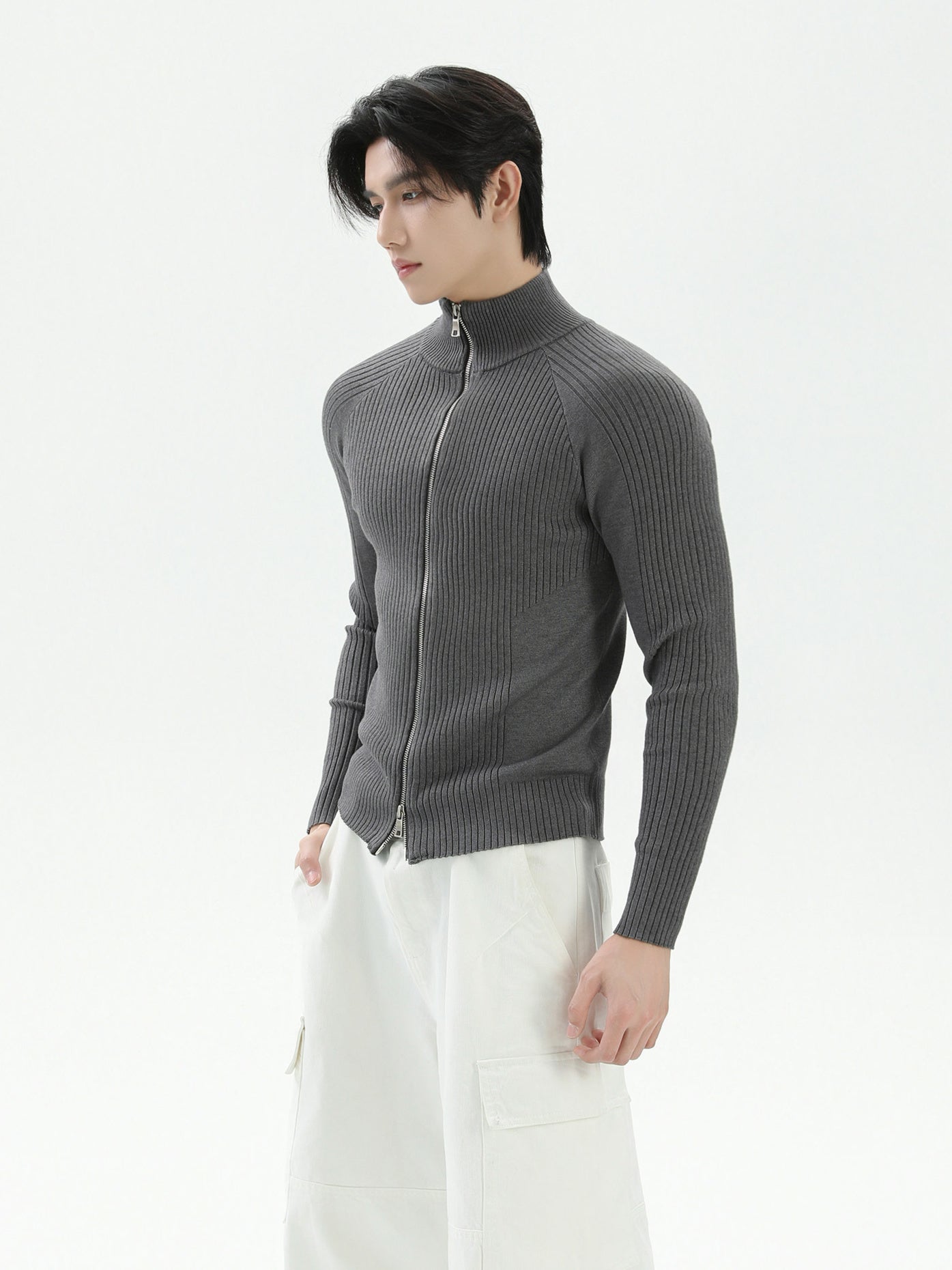 BNB Perfect Rib Zip Stund Collar Knit (3color)