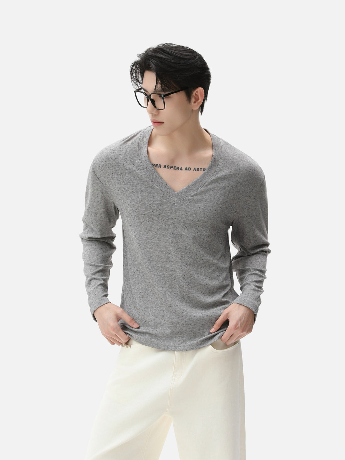 BNB Sculpt Heather V-Neck Tee (3colors)
