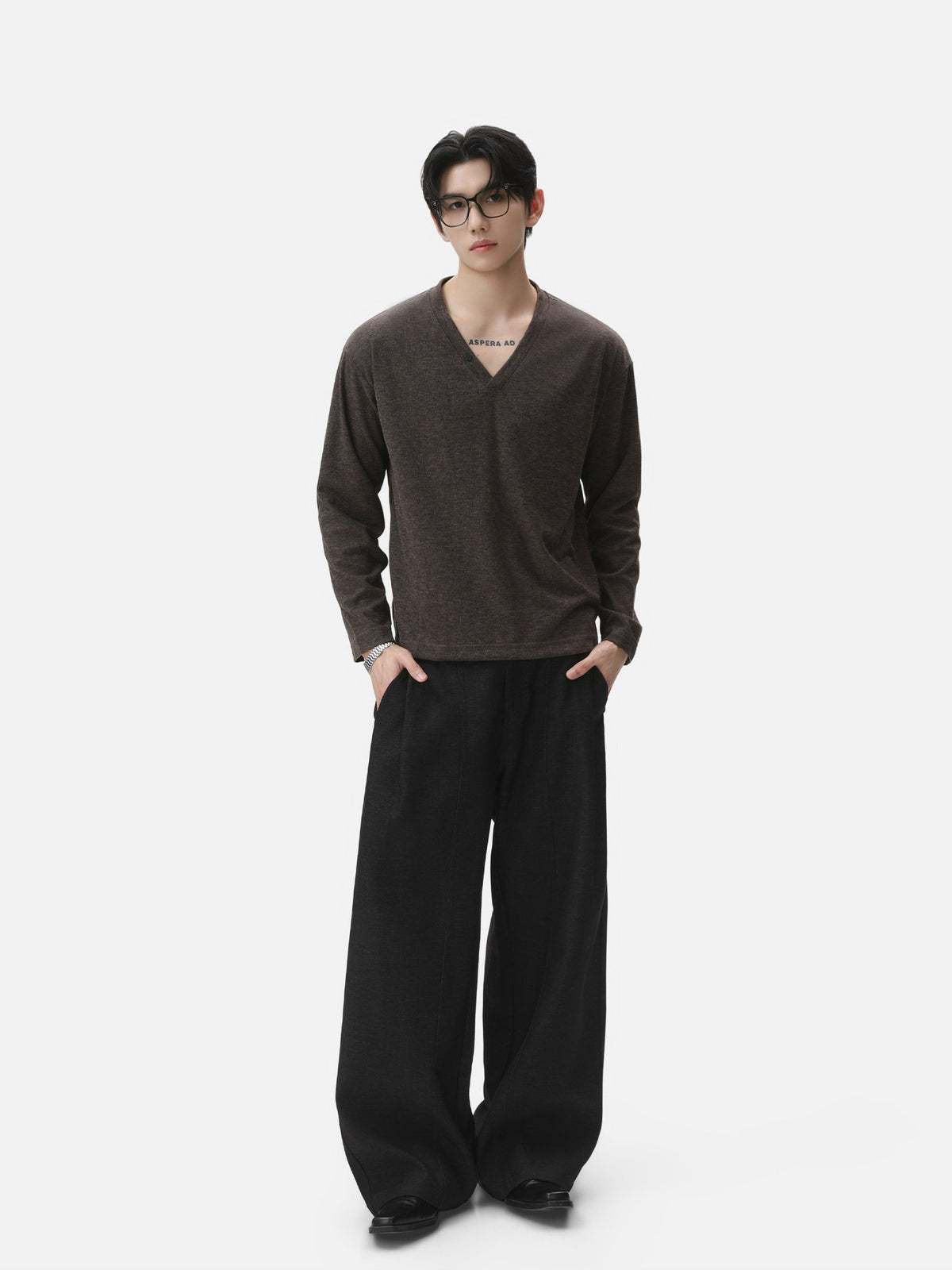 BNB Drape Relax V-Neck Long Sleeve (2colors)