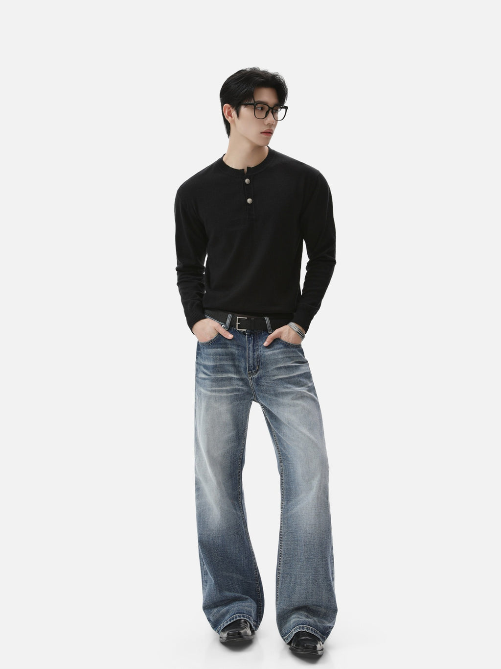 BNB Frame-Drape Knit Henley (3colors)